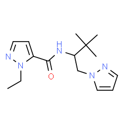 ChemSpider 2D Image | N-[3,3-Dimethyl-1-(1H-pyrazol-1-yl)-2-butanyl]-1-ethyl-1H-pyrazole-5-carboxamide | C15H23N5O