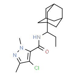 ChemSpider 2D Image | N-[1-(Adamantan-1-yl)propyl]-4-chloro-1,3-dimethyl-1H-pyrazole-5-carboxamide | C19H28ClN3O