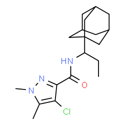 ChemSpider 2D Image | N-[1-(Adamantan-1-yl)propyl]-4-chloro-1,5-dimethyl-1H-pyrazole-3-carboxamide | C19H28ClN3O