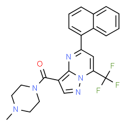 ChemSpider 2D Image | (4-Methyl-1-piperazinyl)[5-(1-naphthyl)-7-(trifluoromethyl)pyrazolo[1,5-a]pyrimidin-3-yl]methanone | C23H20F3N5O