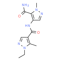 ChemSpider 2D Image | N-(5-Carbamoyl-1-methyl-1H-pyrazol-4-yl)-1-ethyl-5-methyl-1H-pyrazole-4-carboxamide | C12H16N6O2