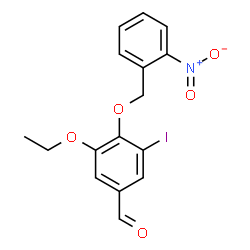 ChemSpider 2D Image | 3-Ethoxy-5-iodo-4-[(2-nitrobenzyl)oxy]benzaldehyde | C16H14INO5