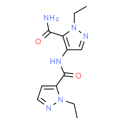 ChemSpider 2D Image | 1-Ethyl-4-{[(1-ethyl-1H-pyrazol-5-yl)carbonyl]amino}-1H-pyrazole-5-carboxamide | C12H16N6O2