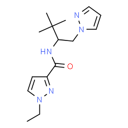 ChemSpider 2D Image | N-[3,3-Dimethyl-1-(1H-pyrazol-1-yl)-2-butanyl]-1-ethyl-1H-pyrazole-3-carboxamide | C15H23N5O