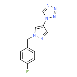 ChemSpider 2D Image | 1-[1-(4-Fluorobenzyl)-1H-pyrazol-4-yl]-1H-tetrazole | C11H9FN6