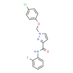 ChemSpider 2D Image | 1-[(4-Chlorophenoxy)methyl]-N-(2-fluorophenyl)-1H-pyrazole-3-carboxamide | C17H13ClFN3O2