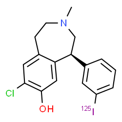 ChemSpider 2D Image | (5S)-8-Chloro-5-[3-(~125~I)iodophenyl]-3-methyl-2,3,4,5-tetrahydro-1H-3-benzazepin-7-ol | C17H17Cl125INO