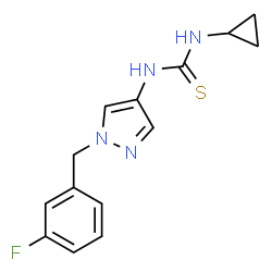 ChemSpider 2D Image | 1-Cyclopropyl-3-[1-(3-fluorobenzyl)-1H-pyrazol-4-yl]thiourea | C14H15FN4S