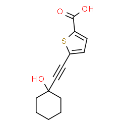 ChemSpider 2D Image | 5-[(1-Hydroxycyclohexyl)ethynyl]-2-thiophenecarboxylic acid | C13H14O3S