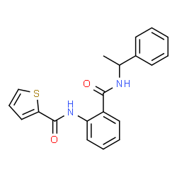 ChemSpider 2D Image | N-{2-[(1-Phenylethyl)carbamoyl]phenyl}-2-thiophenecarboxamide | C20H18N2O2S
