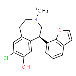 ChemSpider 2D Image | (5R)-5-(1-Benzofuran-7-yl)-8-chloro-3-(~11~C)methyl-2,3,4,5-tetrahydro-1H-3-benzazepin-7-ol | C1811CH18ClNO2