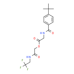 ChemSpider 2D Image | 2-Oxo-2-[(2,2,2-trifluoroethyl)amino]ethyl N-[4-(2-methyl-2-propanyl)benzoyl]glycinate | C17H21F3N2O4