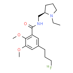 ChemSpider 2D Image | N-{[(2R)-1-Ethyl-2-pyrrolidinyl]methyl}-5-[3-(~18~F)fluoropropyl]-2,3-dimethoxybenzamide | C19H2918FN2O3