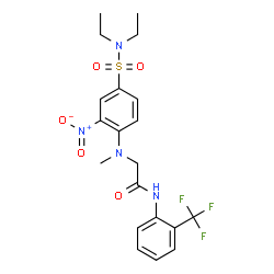 ChemSpider 2D Image | N~2~-[4-(Diethylsulfamoyl)-2-nitrophenyl]-N~2~-methyl-N-[2-(trifluoromethyl)phenyl]glycinamide | C20H23F3N4O5S