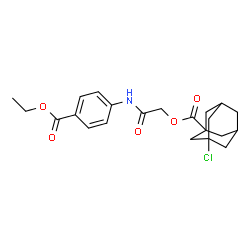 ChemSpider 2D Image | 2-{[4-(Ethoxycarbonyl)phenyl]amino}-2-oxoethyl 3-chloro-1-adamantanecarboxylate | C22H26ClNO5