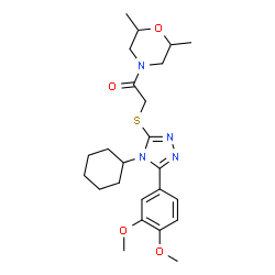 ChemSpider 2D Image | 2-{[4-Cyclohexyl-5-(3,4-dimethoxyphenyl)-4H-1,2,4-triazol-3-yl]sulfanyl}-1-(2,6-dimethyl-4-morpholinyl)ethanone | C24H34N4O4S