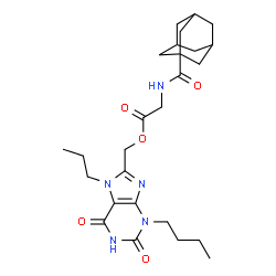 ChemSpider 2D Image | (3-Butyl-2,6-dioxo-7-propyl-2,3,6,7-tetrahydro-1H-purin-8-yl)methyl N-(adamantan-1-ylcarbonyl)glycinate | C26H37N5O5
