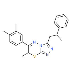 ChemSpider 2D Image | 6-(3,4-Dimethylphenyl)-7-methyl-3-(2-phenylpropyl)-7H-[1,2,4]triazolo[3,4-b][1,3,4]thiadiazine | C22H24N4S