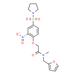 ChemSpider 2D Image | N-(2-Furylmethyl)-N-methyl-2-[2-nitro-4-(1-pyrrolidinylsulfonyl)phenoxy]acetamide | C18H21N3O7S