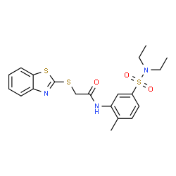 ChemSpider 2D Image | 2-(1,3-Benzothiazol-2-ylsulfanyl)-N-[5-(diethylsulfamoyl)-2-methylphenyl]acetamide | C20H23N3O3S3