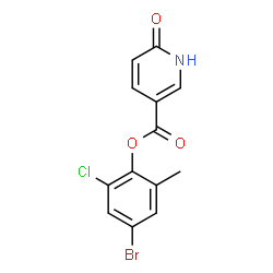 ChemSpider 2D Image | 4-Bromo-2-chloro-6-methylphenyl 6-oxo-1,6-dihydro-3-pyridinecarboxylate | C13H9BrClNO3