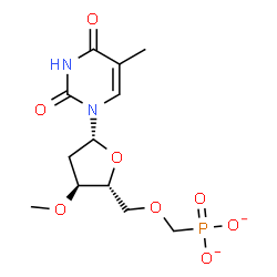 ChemSpider 2D Image | 3'-O-Methyl-5'-O-(phosphonatomethyl)thymidine | C12H17N2O8P