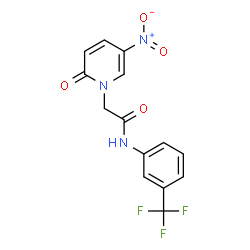 ChemSpider 2D Image | 2-(5-Nitro-2-oxo-1(2H)-pyridinyl)-N-[3-(trifluoromethyl)phenyl]acetamide | C14H10F3N3O4