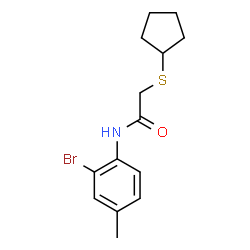 ChemSpider 2D Image | N-(2-Bromo-4-methylphenyl)-2-(cyclopentylsulfanyl)acetamide | C14H18BrNOS