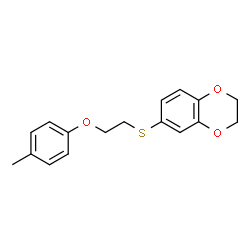ChemSpider 2D Image | 6-{[2-(4-Methylphenoxy)ethyl]sulfanyl}-2,3-dihydro-1,4-benzodioxine | C17H18O3S