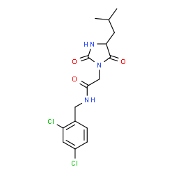 ChemSpider 2D Image | N-(2,4-Dichlorobenzyl)-2-(4-isobutyl-2,5-dioxo-1-imidazolidinyl)acetamide | C16H19Cl2N3O3