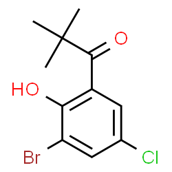 ChemSpider 2D Image | 1-(3-Bromo-5-chloro-2-hydroxyphenyl)-2,2-dimethyl-1-propanone | C11H12BrClO2