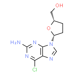 ChemSpider 2D Image | [(2S,5R)-5-(2-Amino-6-chloro-9H-purin-9-yl)tetrahydro-2-furanyl]methanol | C10H12ClN5O2
