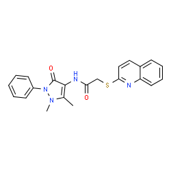 ChemSpider 2D Image | N-(1,5-Dimethyl-3-oxo-2-phenyl-2,3-dihydro-1H-pyrazol-4-yl)-2-(2-quinolinylsulfanyl)acetamide | C22H20N4O2S