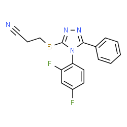 ChemSpider 2D Image | 3-{[4-(2,4-Difluorophenyl)-5-phenyl-4H-1,2,4-triazol-3-yl]sulfanyl}propanenitrile | C17H12F2N4S
