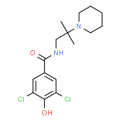 ChemSpider 2D Image | 3,5-Dichloro-4-hydroxy-N-[2-methyl-2-(1-piperidinyl)propyl]benzamide | C16H22Cl2N2O2