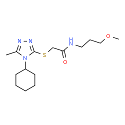 ChemSpider 2D Image | 2-[(4-Cyclohexyl-5-methyl-4H-1,2,4-triazol-3-yl)sulfanyl]-N-(3-methoxypropyl)acetamide | C15H26N4O2S