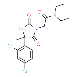 ChemSpider 2D Image | 2-[4-(2,4-Dichlorophenyl)-4-methyl-2,5-dioxo-1-imidazolidinyl]-N,N-diethylacetamide | C16H19Cl2N3O3
