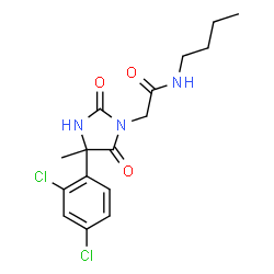 ChemSpider 2D Image | N-Butyl-2-[4-(2,4-dichlorophenyl)-4-methyl-2,5-dioxo-1-imidazolidinyl]acetamide | C16H19Cl2N3O3