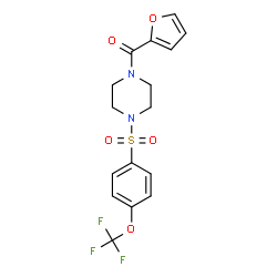 ChemSpider 2D Image | 2-Furyl(4-{[4-(trifluoromethoxy)phenyl]sulfonyl}-1-piperazinyl)methanone | C16H15F3N2O5S