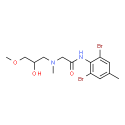 ChemSpider 2D Image | N-(2,6-Dibromo-4-methylphenyl)-N~2~-(2-hydroxy-3-methoxypropyl)-N~2~-methylglycinamide | C14H20Br2N2O3