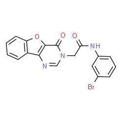 ChemSpider 2D Image | N-(3-Bromophenyl)-2-(4-oxo[1]benzofuro[3,2-d]pyrimidin-3(4H)-yl)acetamide | C18H12BrN3O3