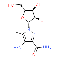 ChemSpider 2D Image | 4-Amino-5-methyl-1-(beta-D-ribofuranosyl)-1H-pyrazole-3-carboxamide | C10H16N4O5