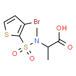 ChemSpider 2D Image | N-[(3-Bromo-2-thienyl)sulfonyl]-N-methylalanine | C8H10BrNO4S2
