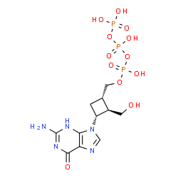 ChemSpider 2D Image | Triphosphoric acid, mono[[(1S,2R,3R)-3-(2-amino-3,6-dihydro-6-oxo-9H-purin-9-yl)-2-(hydroxymethyl)cyclobutyl]methyl] ester | C11H18N5O12P3
