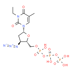 ChemSpider 2D Image | 3'-Azido-3'-deoxy-3-ethylthymidine 5'-(tetrahydrogen triphosphate) | C12H20N5O13P3