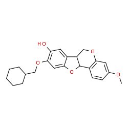 ChemSpider 2D Image | 9-(Cyclohexylmethoxy)-3-methoxy-6a,11a-dihydro-6H-[1]benzofuro[3,2-c]chromen-8-ol | C23H26O5