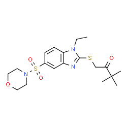 ChemSpider 2D Image | 1-{[1-Ethyl-5-(4-morpholinylsulfonyl)-1H-benzimidazol-2-yl]sulfanyl}-3,3-dimethyl-2-butanone | C19H27N3O4S2