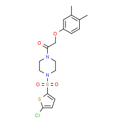 ChemSpider 2D Image | 1-{4-[(5-Chloro-2-thienyl)sulfonyl]-1-piperazinyl}-2-(3,4-dimethylphenoxy)ethanone | C18H21ClN2O4S2