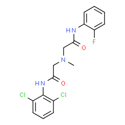 ChemSpider 2D Image | 2-[{2-[(2,6-Dichlorophenyl)amino]-2-oxoethyl}(methyl)amino]-N-(2-fluorophenyl)acetamide | C17H16Cl2FN3O2