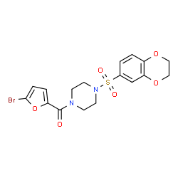 ChemSpider 2D Image | (5-Bromo-2-furyl)[4-(2,3-dihydro-1,4-benzodioxin-6-ylsulfonyl)-1-piperazinyl]methanone | C17H17BrN2O6S